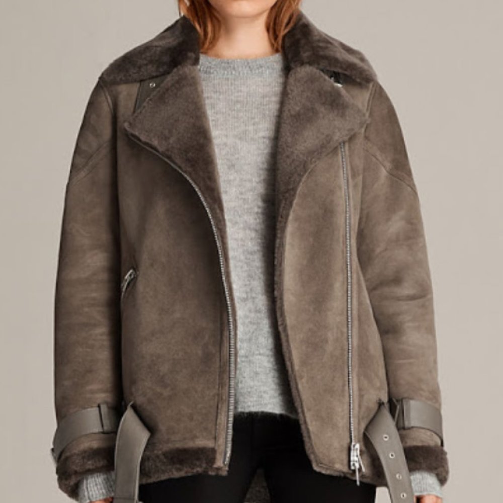 AllSaints Hawley Shearling Leather Jacket